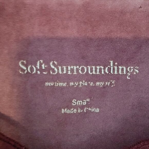 Soft Surroundings Top Oversize Tunic Size S  V-Neck Chiffon Trim Raspberry - Picture 4 of 11